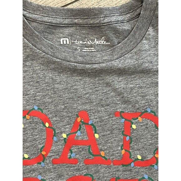 Travis Mathew Shirt Mens Small Gray Dad Bod Pima Cotton Christmas Lit NWT - Picture 3 of 6